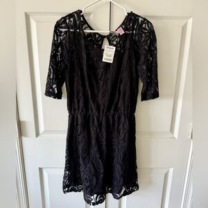 Love On A Hanger black dress with lace overlay, size L. Brand new with tags.